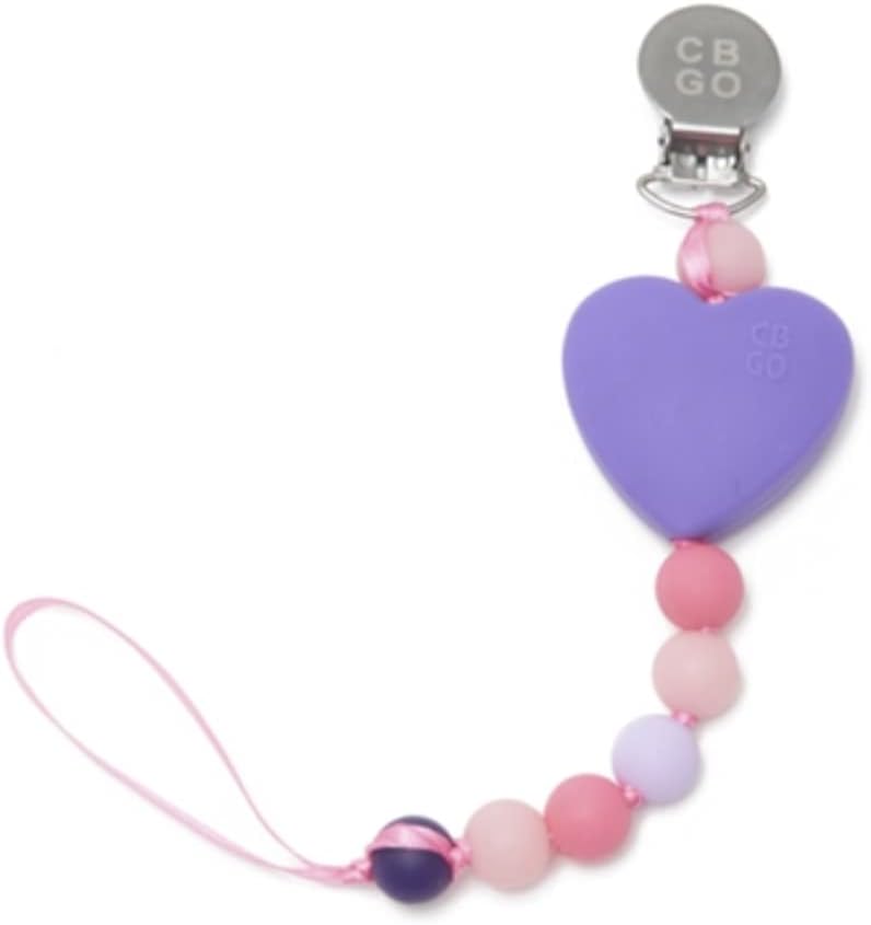 Chewbeads - Where’s The Pacifier Clip - Baby Pacifier Holder and Binkie Clip for Babies and Toddlers - Medical Grade Silicone, BPA Free & Phthalate Free - Glow in The Dark Purple Heart : Baby