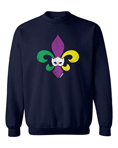 Fleur De Lis - Mardi Gras Mask Toddler Fleece Crewneck Sweater