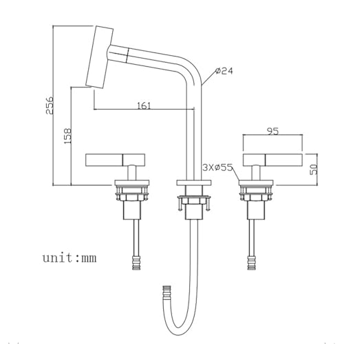 Mitigeur de lavabo en laiton brossé 3 trous avec douchette amovible MOCHAMIK - 4