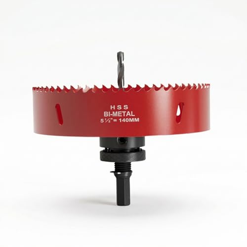 Image of 5.5 Inch Hole Saw, 5 1 /2 Hole Saw, M42 HSS Bi-Metal Hole Cutter, Triangular Shank Hole Saw Drill Bit with Spring for Wood, Plywood, Plastic, Gypsum Board, Various Thin Metal Sheet