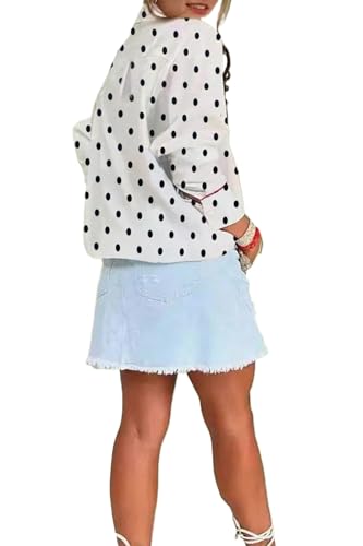 Chic Long Sleeve Polka Dot Shirt with Contrast Details –
