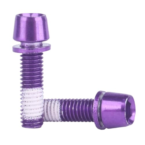 Image of Steel M5x18mm Bolts with Washer, Allen Hex Tapered Screw for Bicycle Stem, Pack of 6 (Purple)