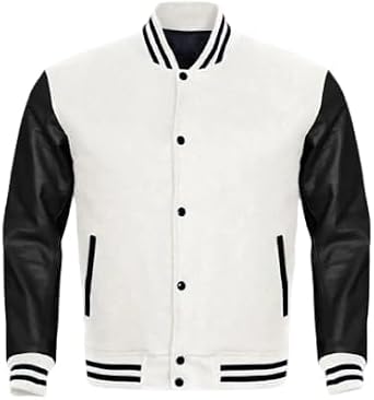 Zulin Mens Letterman Jackets Baseball Varsity Wool Body Genuine Leather Sleeves Bomber USA American Style Jacket