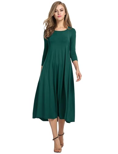 Image of HOTOUCH Women's 3 /4 Sleeve A-line and Flare Midi Long Dress