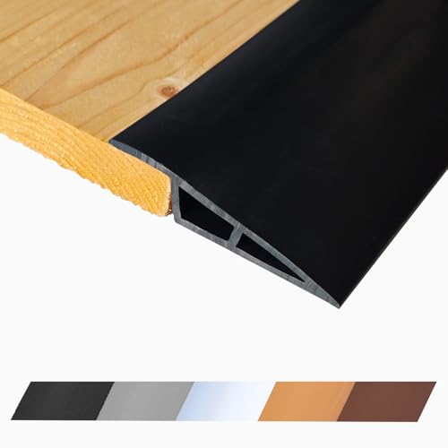1/2 to 3/5 Height Threshold Ramp - Rubber Threshold Floor Transition Strip Wheelchair Ramp Door Strip Carpet to Tile Strip (Black 40 inches)
