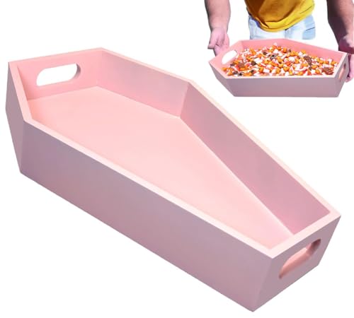 Pink Halloween Decor - Coffin Tray 14.2'' Tall Halloween Decorations for Her - Sturdy Reusable Girly Pastel Goth Room - Spooky Gothic Home