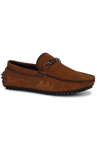 Image of OCIO Shoes Men's Driving Loafers OS1135 - Slip-On Leather Moccasins with Rubber Sole & Round Toe