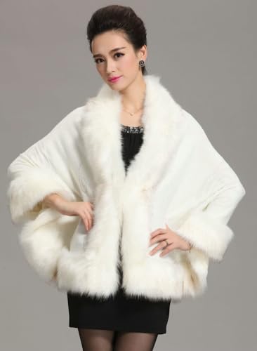 Bridal Faux Fur Shawl for Women Casual Black Shawl Wrap Stole Winter Luxury Fur Cape for Wedding Evening Party4