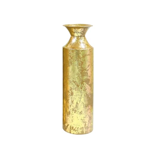Hosley 16" High Gold Metal Decorative Tall Floor Vase -