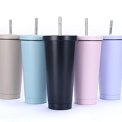 Malidily 750ml/25oz Taza Termica con Pajita y Tapa, Acero Inox Vaso Termico para Bebidas Frías o Calientes, Taza Termo…