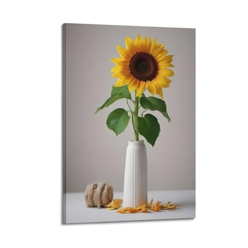 Affiche tournesol vase blanc en toile suspendue haut de gamme ZHOUKEG