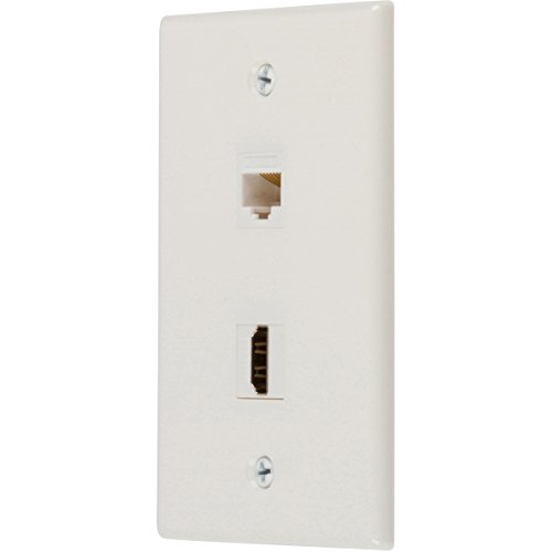 Buyer's Point Hdmi And Cat6 Ethernet Rj45 Wall Plate [Ul Listed], With Single Gang Low Voltage Mounting Bracket Device (White Kit) #TOP3