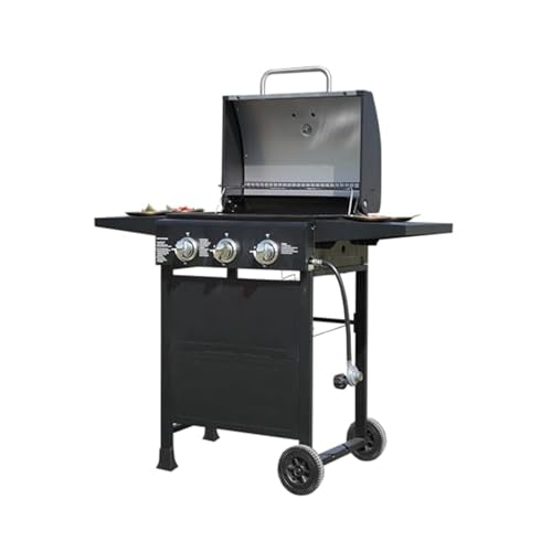3-Burner Propane Gas Grill with Hanging Basket, 30,000 BTU