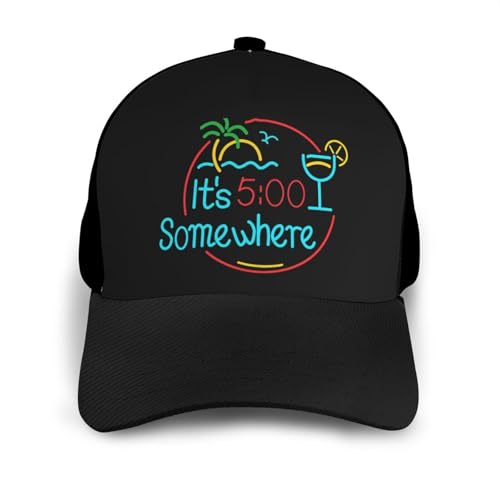 It's 5 O'Clock Somewhere Unisex Classic Adjustable Curved Brim Baseball Cap, Trucker Hat3