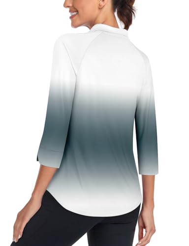 Image of Cucuchy Style Womens Golf Shirt 3 /4 Sleeve Quarter Zip Workout Tennis Tops Quick Dry UPF 50+ Shirts