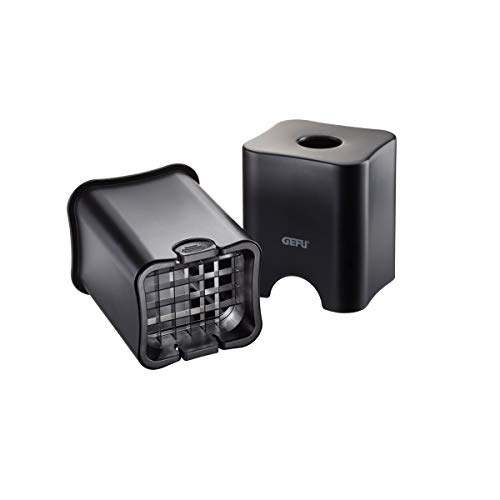 GEFU Pommes Schneider POMCUT - Edelstahl Fritten- und Gemüseschneider POMCUT für gleichmäßige Pommes und Rohkoststicks, Schwarz/Silber