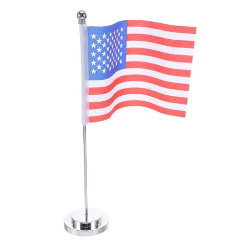 HOODANCOS ミニアメリカ国旗装飾 装飾用小型卓上アメリカ国旗 鉄製スタンド付き オフィスや自宅のワークスペースデスク装飾用