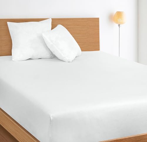 Image of ROYALE LINENS 300 Thread Count 100% Long Staple Combed Cotton Fitted Sheet California King - Super Soft Deep Pocket Bottom Sheet - Fitted Sheets Only - Elastic Sheets (Cal King, White)