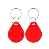 YAVIS 100PCS NFC Tag RFID Schlüsselanhänger – IC 13,56MHz Read-Only Transponder Chip, Hochleistungs-Schnellerkennung, Kompatibel mit Zutrittskontrolle, Türzugangssystemen, Zeiterfassung,1K Chip (Rot)