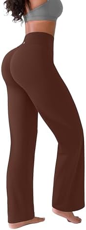 BRXL Womens High Waist Tummy Control Straight Leg Workout Leggings Wide Leg Yoga Pants Fold Over Gym Leggings w Pocket