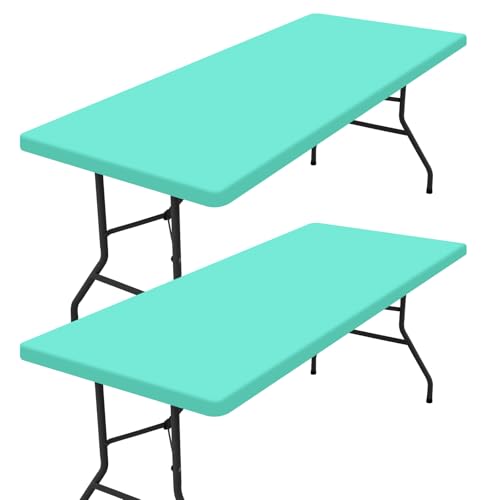 homing 2 Packs 6 Foot Rectangle Aqua Elastic Fitted Table Cloth