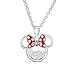 Disney Birthstone Women and Girls Jewelry Minnie Mouse Silver Plated Shaker Pendant Necklace, 18+2" Extender Mickey's 90th Birthday Anniversary