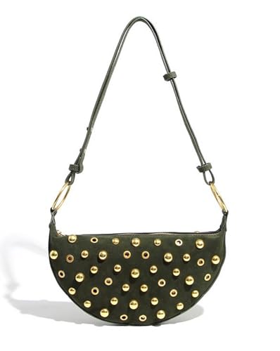 Studded Purse Y2k Bag Small Shoulder Bags for Women Gold Trendy Punk Style Handbag Underarm Bag