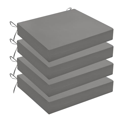 Wellsin Outdoor Chair Cushions for Patio Furniture - Outdoor Cushions for Chairs - Water Resistant Patio Chair Cushions Set of 4, 18.5"X16"X3", Light Grey