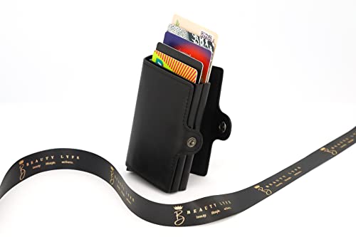 "Premium RFID Blocking Bifold Wallet in Coffee Black - Large Capacity Genuine Leather for Men and Women, Securely Holds Credit Cards and More!"3