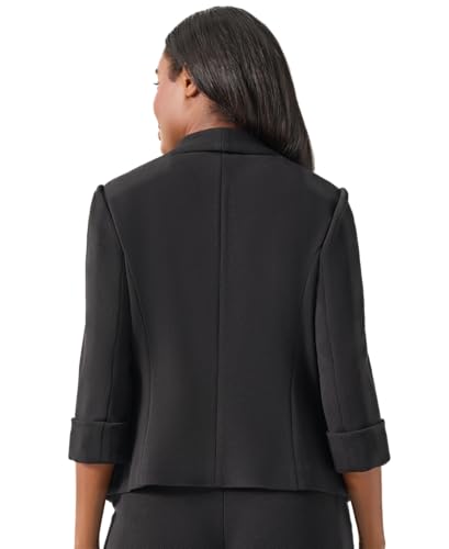 Kasper Women's Tall Size Stretch Crepe Drape NK Cardigan JKT, Black2