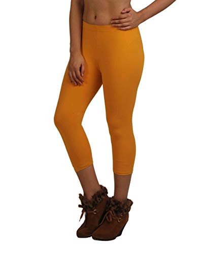 Image of Frenchtrendz Women's Cotton Spandex Stretchable Mid Rise Slim Fit Legging Capris (XS-4XL)