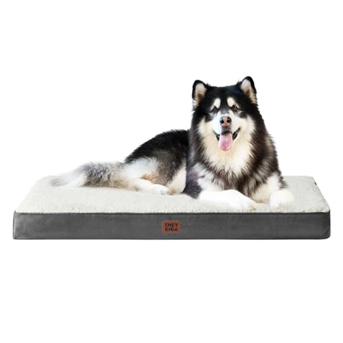 EHEYCIGA Orthopädisches Hundebett XXL Grosse Hunde 120x74x9cm, Hundekissen Waschbar Flauschig, Hundematte Hundematratze für Kiste, Beige