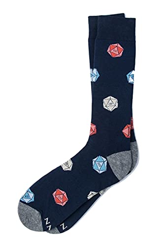 Men's Hipster Charcoal Gray D20 Polyhedral Dice - Dungeons & Dragons D&D DnD - Novelty Crew Dress Socks3