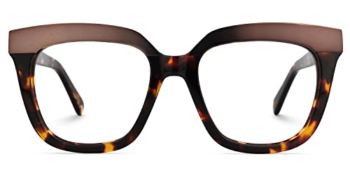 Image of Zeelool Oversize Square Blue Light Blocking Glasses for Women men Milledge ZWA814760-02 Tortoise