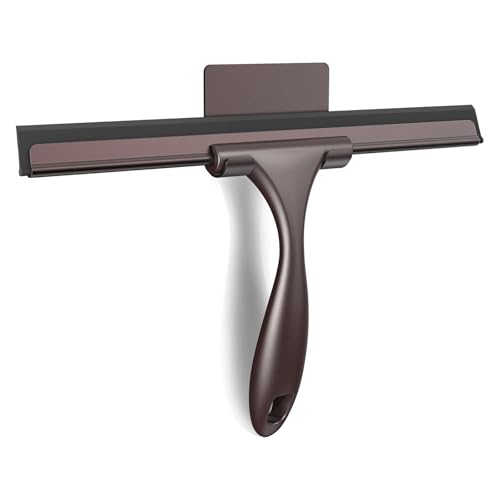 Image of SetSail Shower Squeegee for Glass Doors All-Purpose Squeegee for Shower Glass Door Stainless Steel Window Squeegee with Hook for Car Windshield 12 Inches, Bronze