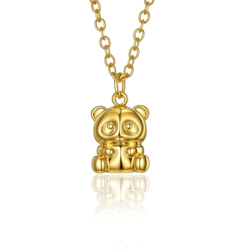 14K Gold Charm Necklace, Dainty 3D Animal Pendant Collection with Bear, Dancer, Bunny, Ballerina Shoe Charms for Dance Recital Gifts Friends Birthday, Anniversary