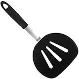 BESPORTBLE Silikon Wok Spatel Hitzebeständiger Küchenspatel mit Aufhängeöse Schwarz Multifunktionaler Antihaftbeschichteter Bratspatel für Tägliches Kochen