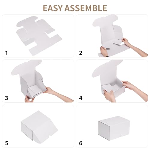 Image of RLAVBL 7x5x4 Shipping Boxes Set of 50, White Corrugated Cardboard Box for Packing, Mailing, Business