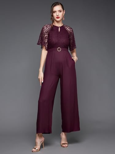 Image of Miss Chase Women's Self Design Cut-Out Georgette Jumpsuit