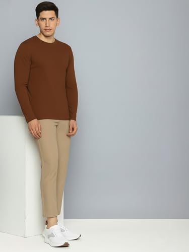 Image of Veirdo Pure Cotton Round Neck Regular Fit Solid Full Sleeve T-Shirt for Men & Boys (Available in Black, Cork, Green, Maroon, Navy, Swanwhite & White Color)