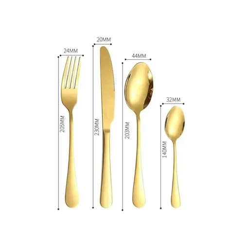 MYDESIDY 24pcs Gold Cutlery Specular Light Stainless Steel Steak Knife Fork Spoon Teaspoon Restaurant Cutlery Set With Gift Box - Image 3