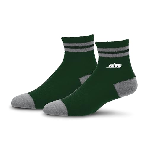 For Bare Feet NFL NEW YORK JETS Cozy Two Stripe Quarter Sock Team Color YOUTH