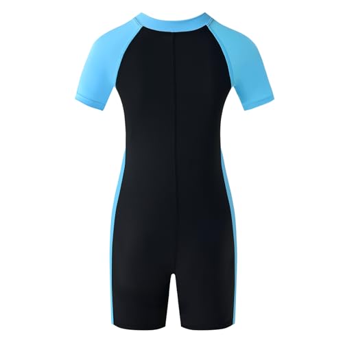 Image of karrack Girls and Boys One Piece Rash Guard Swimsuit Kid Water Sport Short Swimsuit UPF 50+ Sun Protection Bathing Suits