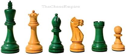 Miniatura 2 de --Juego de ajedrez de la serie Grandmaster, piezas de ajedrez de boj y boj dorado verde de 3.75 pulgadas, juego de ajedrez King Luxury Wood Staunton