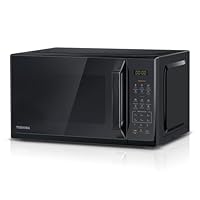 TOSHIBA Black Mirror Microwave 20Liter 800W Digital Solo Small Microwave With 11 Power Levels, One touch Express Cook with 6 Auto Menus, Defrost, Digital Display, Perfect for 9''pizza, MW3-EM20PF(MB)