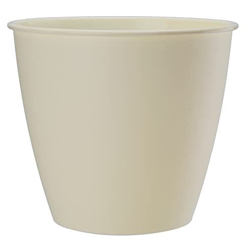 VERDENIA Azalia Blumentopf Leichter Blumenkübel Balkonblumentopf Dekorativer Topf für Pflanzen für Innen und Außenbereich Pflanztopf aus Kunststoff Runder Viele Farben 19x17,6cm Creme