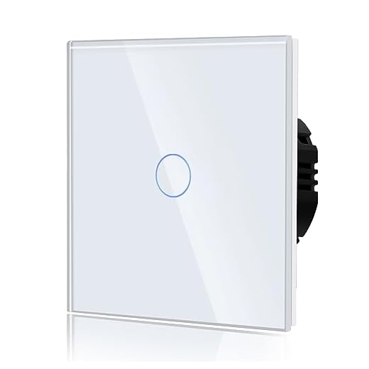 BSEED Touch Lichtschalter aus Glas, Modern Schalter Unterputz, Wandschalter mit LED Hinterlicht (Kein Neutralleiter erforderlich), KEIN WLAN, 86mm 1 Fach 1 Weg Weiß