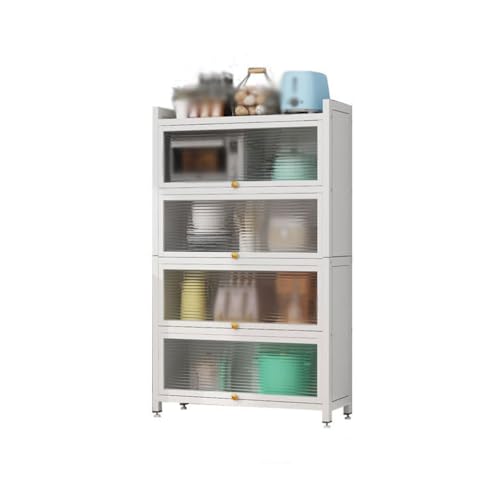 URGDWEKJY Estante de almacenamiento de cocina con puerta de armario, estante de almacenamiento multicapa, para el hogar, microondas, horno, armario, armario de almacenamiento, estante de