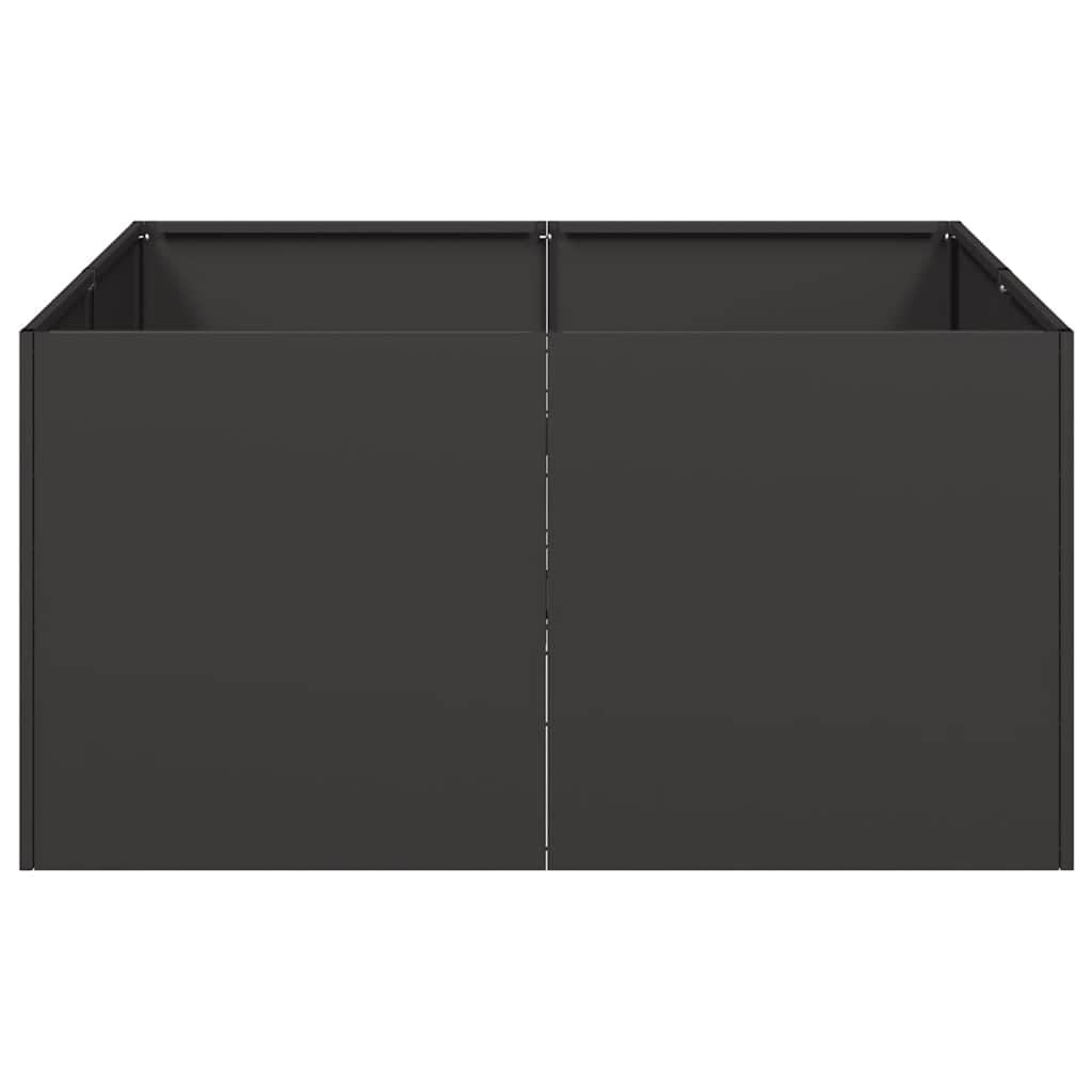 Macetero de metal, 80 x 80 x 40 cm, jardinera elevada, color negro | Macetero cuadrado de acero para patio con soporte interior para estabilidad sin placa base.