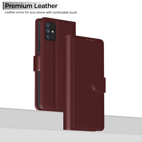 Image of Pikkme Samsung Galaxy A71 Flip Case Leather Finish | Inside TPU with Card Pockets | Wallet Stand and Shock Proof | Magnetic Closing | Complete Protection Flip Cover for Samsung Galaxy A71 (Brown)